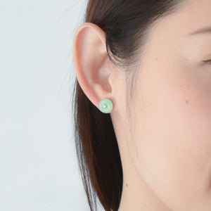 AURUM 金 18K Earring Studs in Moss Green Jade