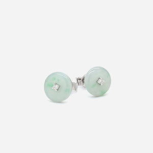 AURUM 金 18K Earring Studs in Light Moss Green Jade